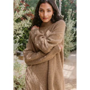 JENNI Kayne Alpaca Mockneck Pullover Sweater In Tan XXS